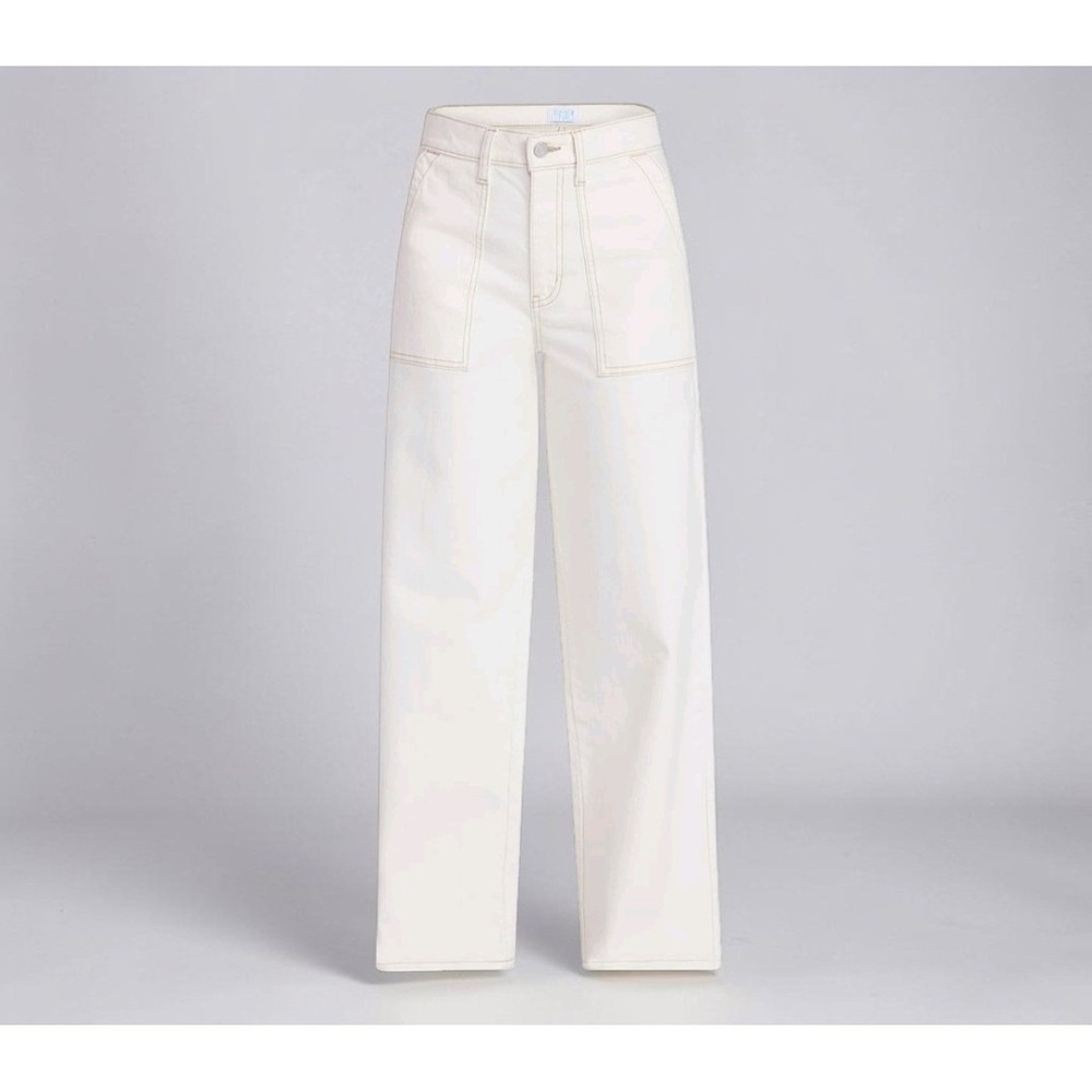 Wide Leg Utility Trousers Womens Size 18 Ivory High Rise New - Picture 8 of 11